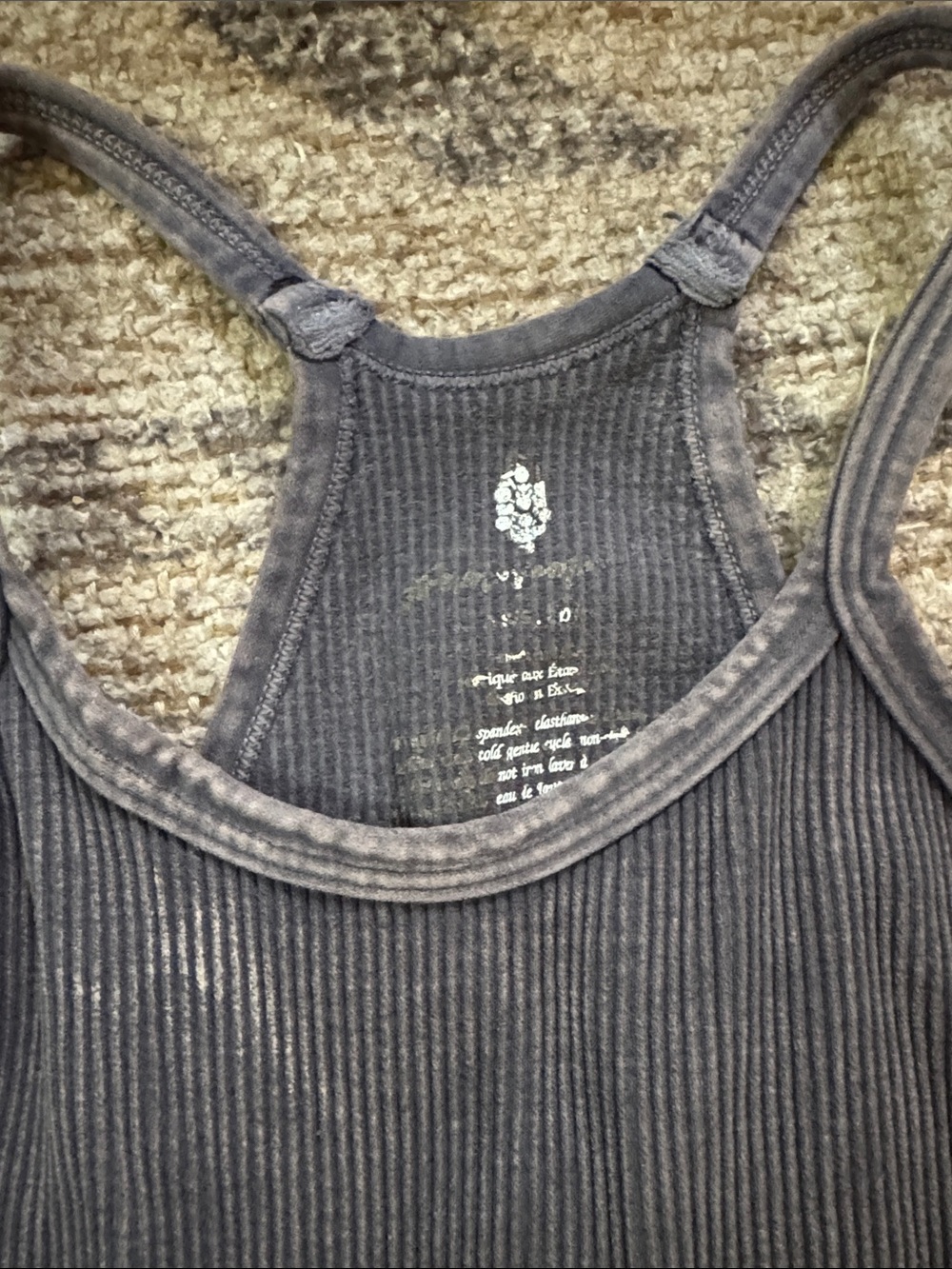 Free people- Ribbed Racerback Crop Tank Top - Charcoal - Picture 2 of 4